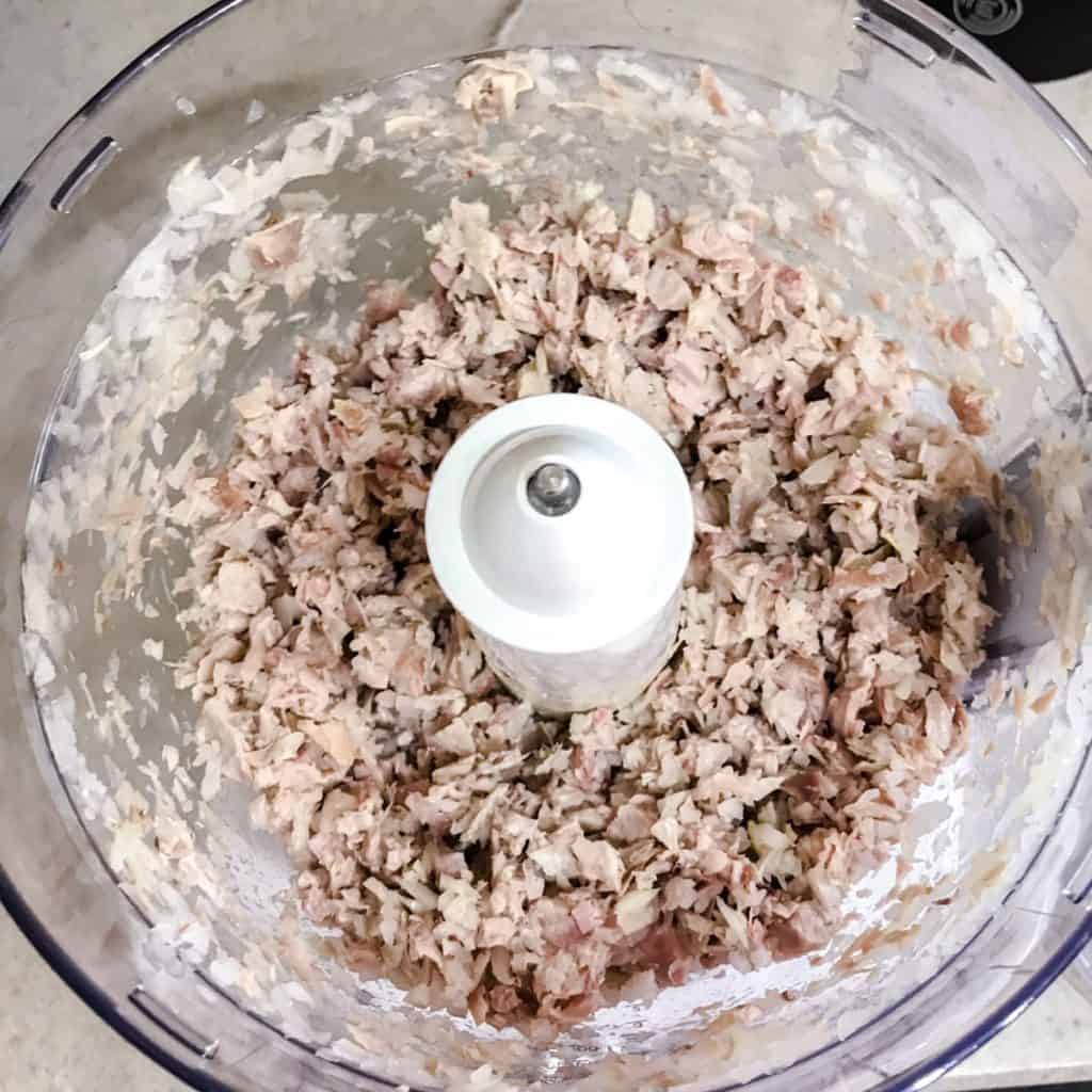chopped turkey and onion in food processor