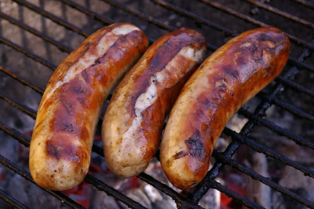 Sausages on grill
