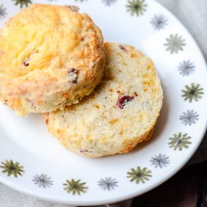 Bacon Cheddar Scone Cut on plate