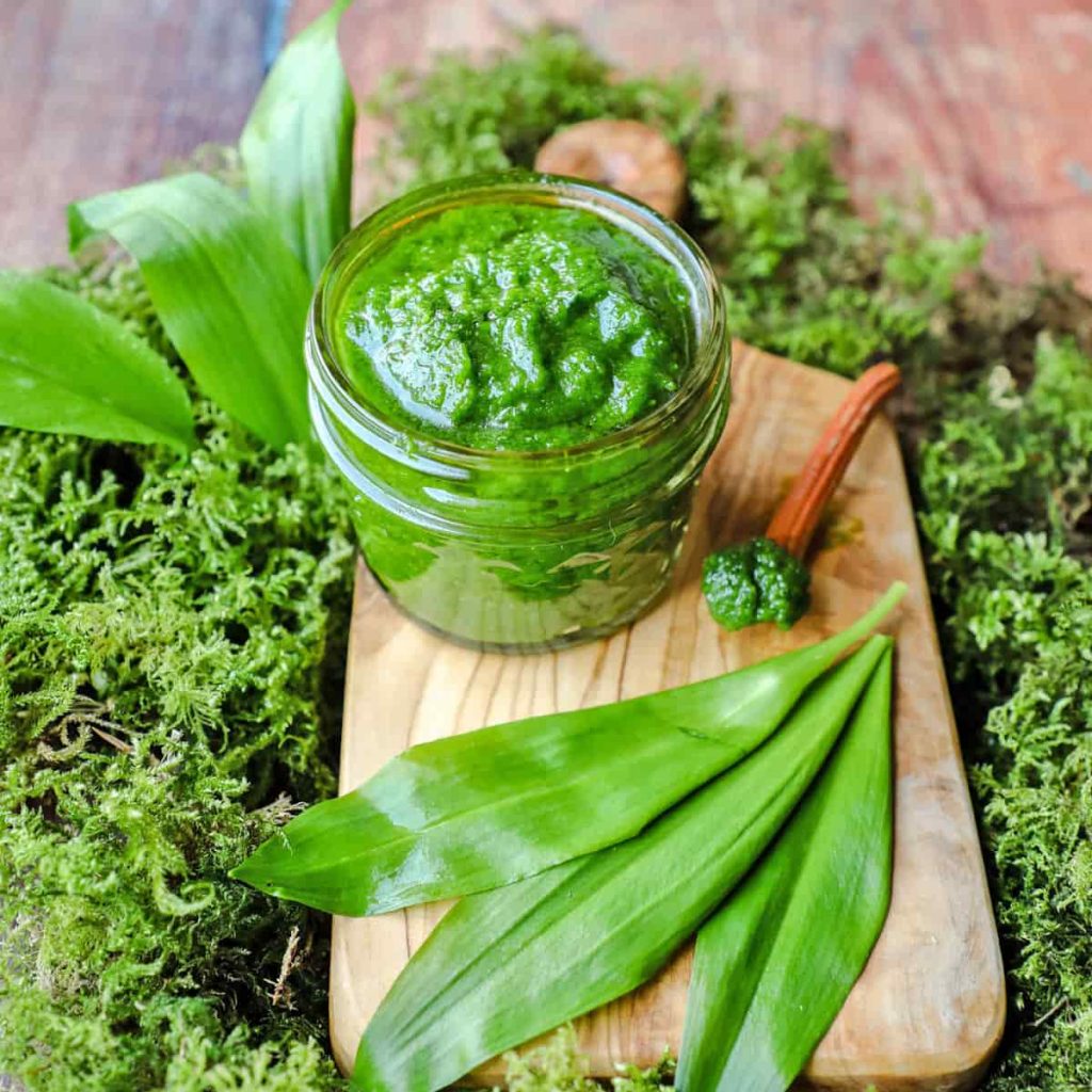 Wild Garlic Pesto with Wild Garlic leaves