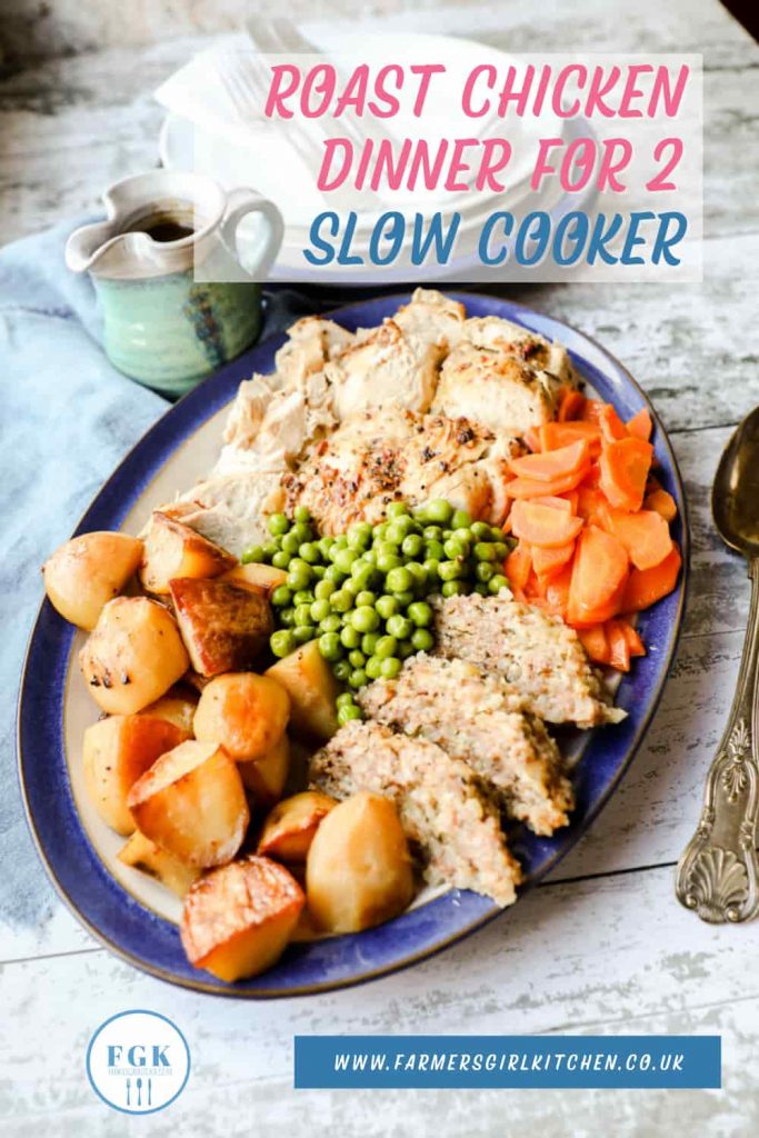 Roast chicken dinner on serving plate