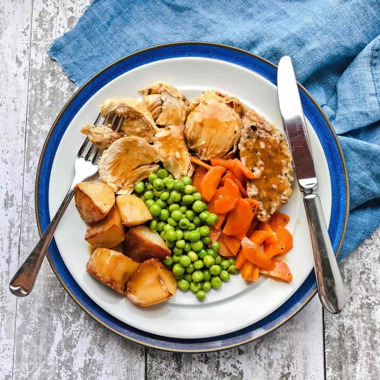 Roast Chicken Dinner on plate (Slow Cooker)