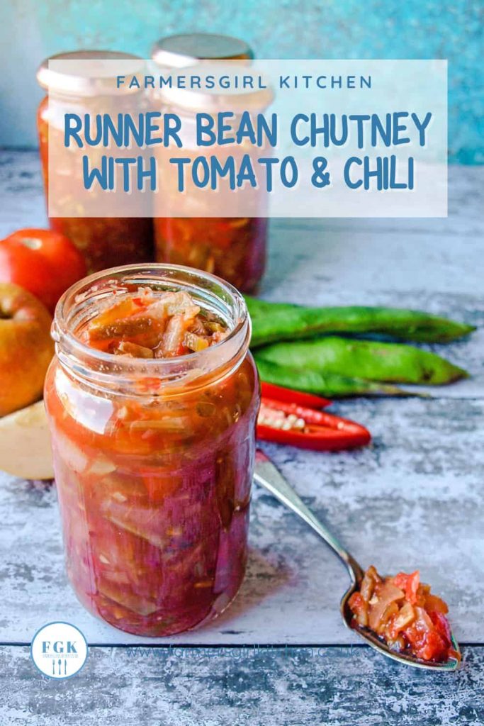 Runner Bean Chutney with Tomato & Chilli jar and spoon
