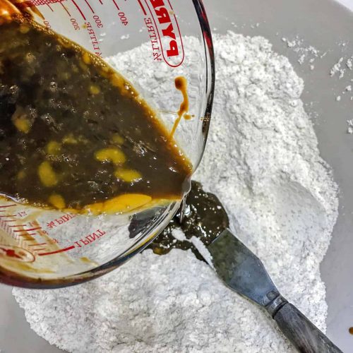 Treacle Scone pour on wet ingredients
