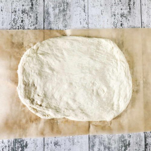 Bread dough on baking parchment