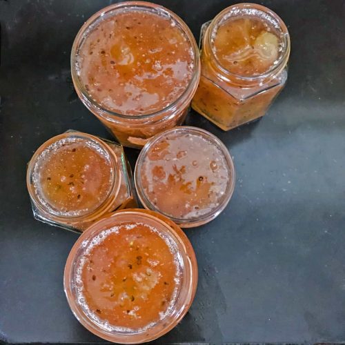 jars of gooseberry jam