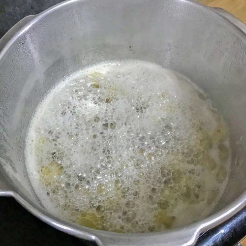 Gooseberry Jam boiling in pan