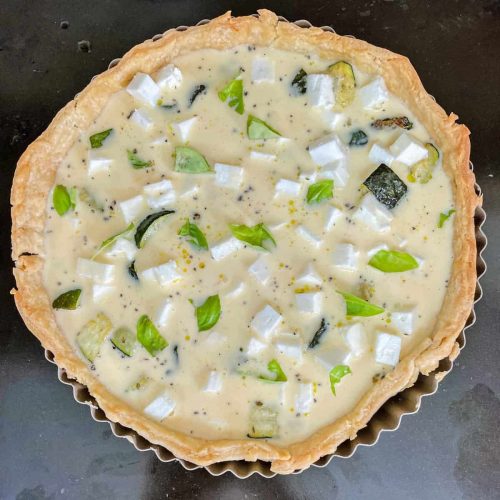 Courgette and Feta Tart ready for the oven