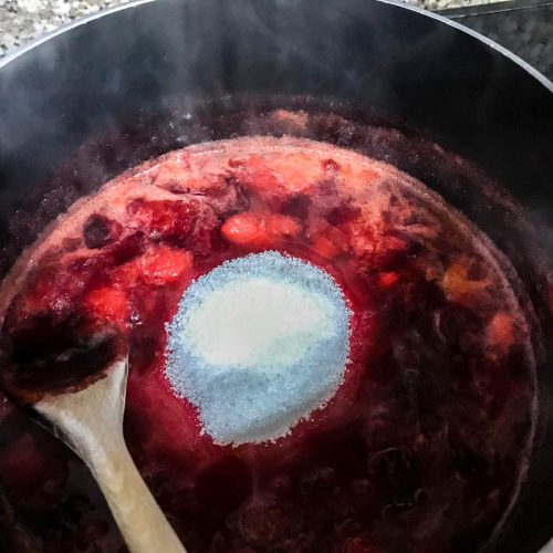 Add sugar to low sugar plum jam