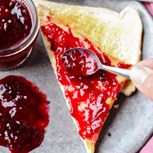 Low Sugar Plum Jam on toast