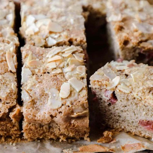 Spiced Rhubarb Cake on cooling tray