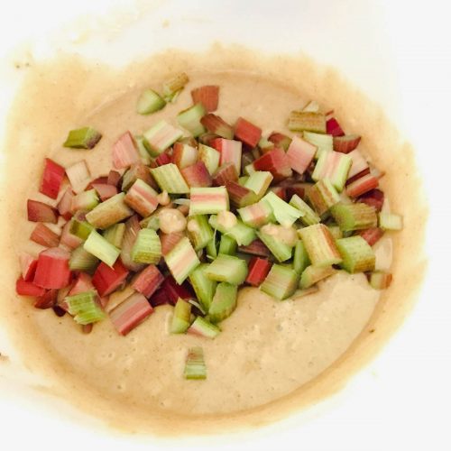 Stir in the chopped rhubarb