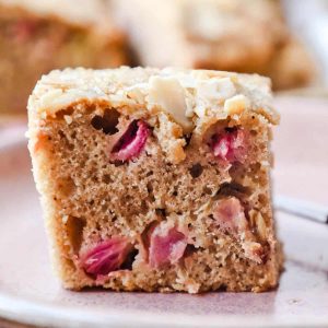 Spiced Rhubarb Cake on plate