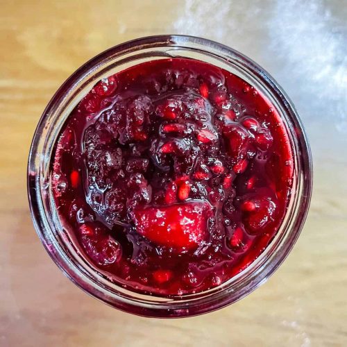 Low Sugar Blackberry & Apple Jam in jar