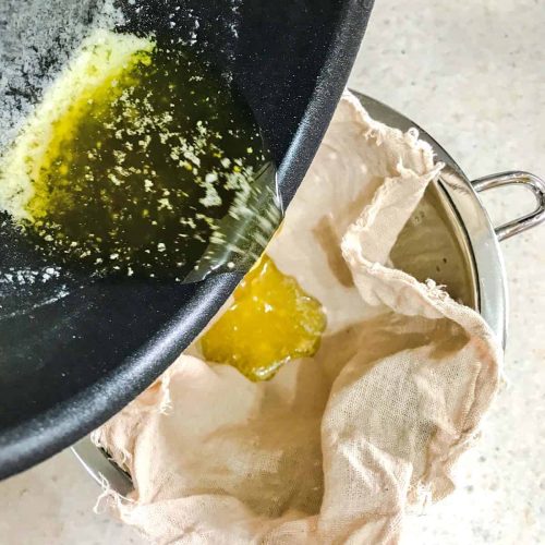 butter poured onto muslin