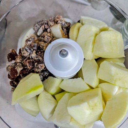 Easy Apple Pickle in food processor with dates and onions