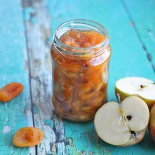Apricot and Apple Chutney with apples and dried apricots