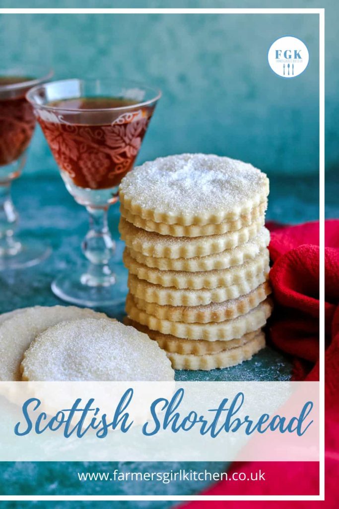 Scottish Shortbread Biscuits stacked and sherry