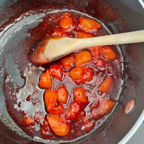 Peach & Strawberry Jam cooking