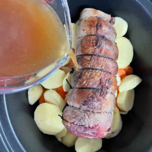 Slow Cooker Beef Pot Roast add stock