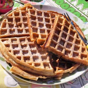 Hot Cross Bun Waffles on plate