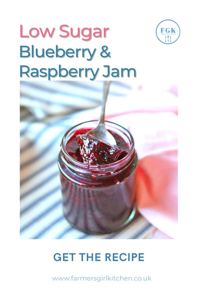 Jar of Blueberry & Raspberry Jamm with spoon 