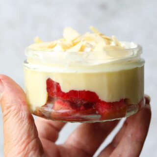Individual Raspberry Trifles held in hand
