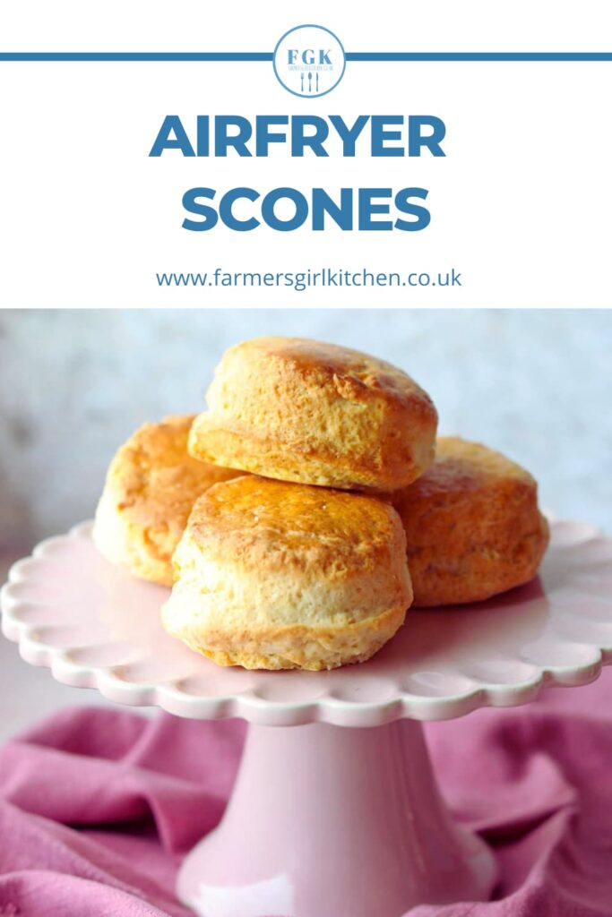 Airfryer Scones on cake stand for pinning