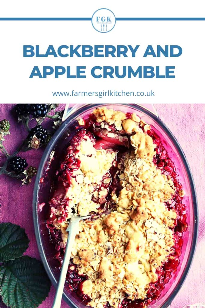 Blackberrt and Apple Crumble in serving dish