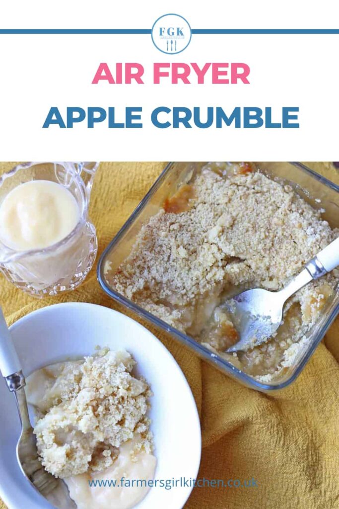 Air Fryer Apple Crumble serving dish and bowl