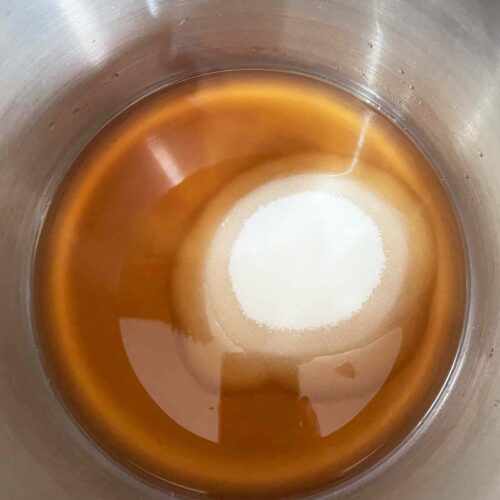 vinegar and sugar in pan