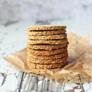 Air Fryer Scottish Oatcakes stacked on baking paper