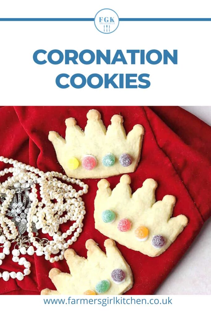 Coronation cookies on velvet with pearls