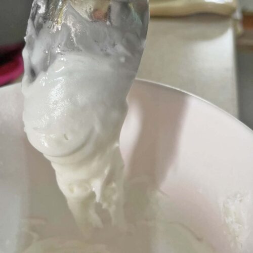 Royal icing on spoon