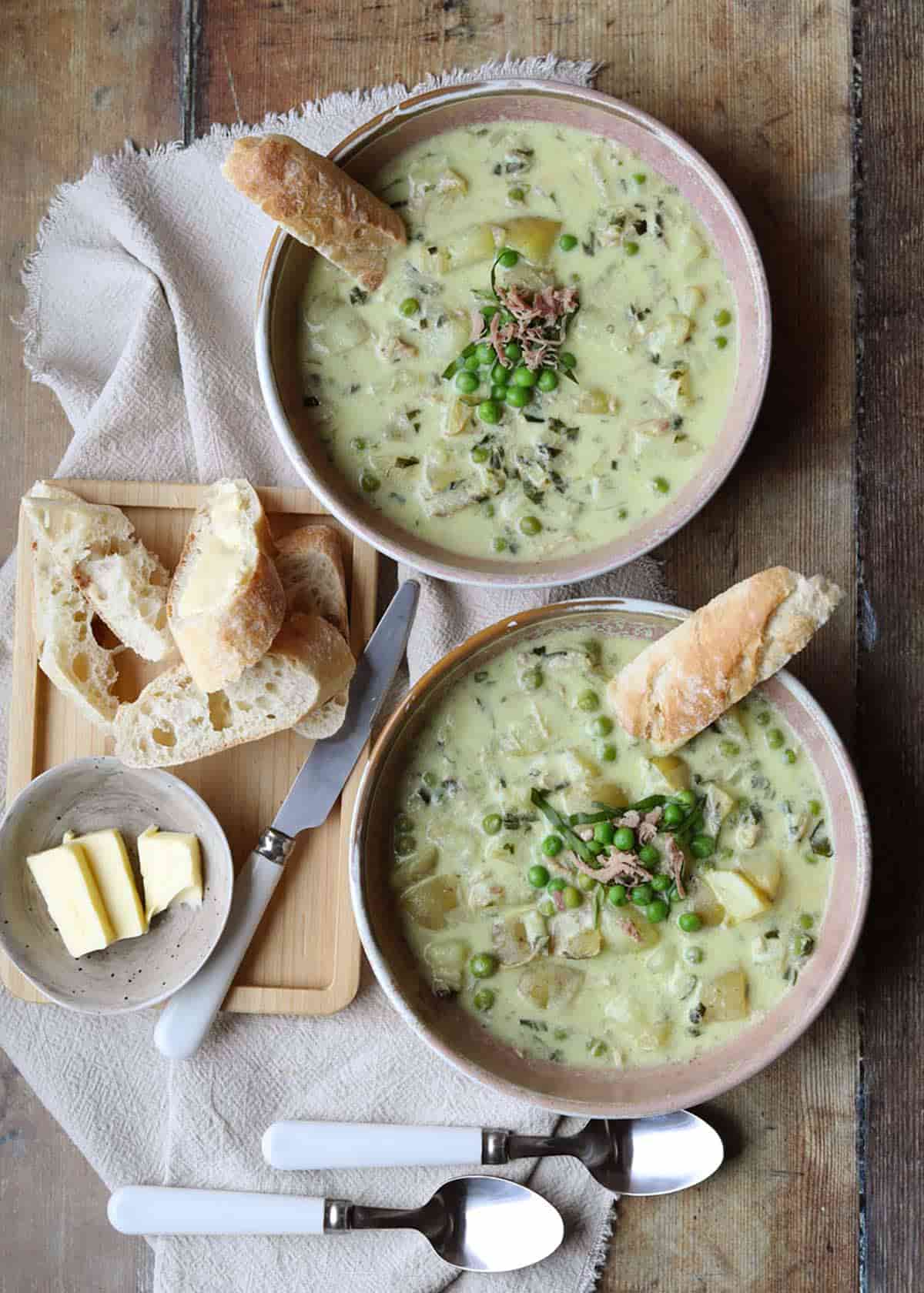 Two bowls Creamy Wild Garlic Soup