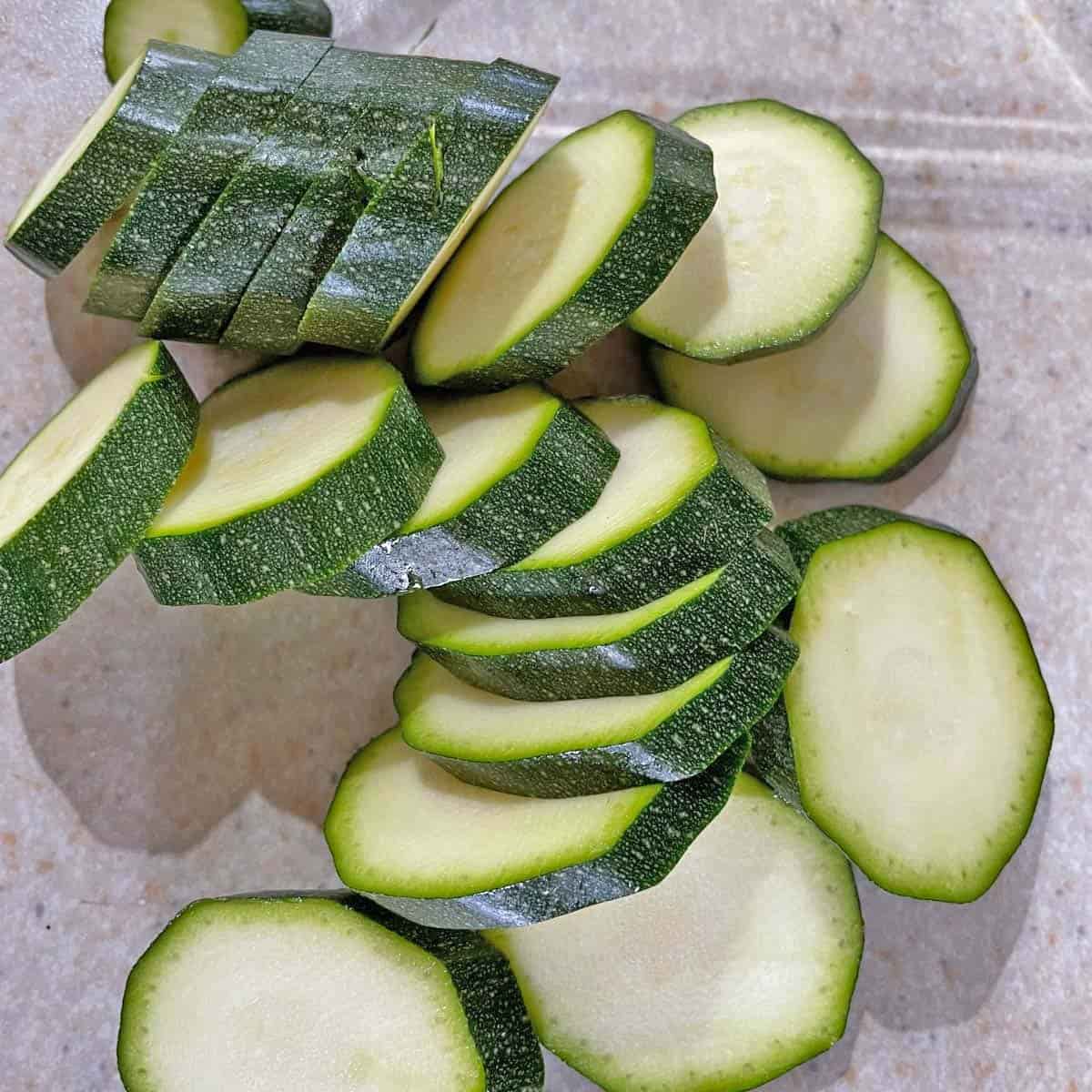 sliced courgettes