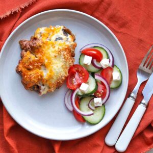 Slow Cooker Moussaka with Greek Salad.