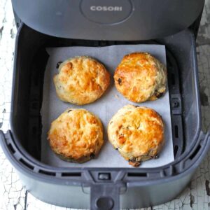 Air fryer Fruit Scones in air fryer baked