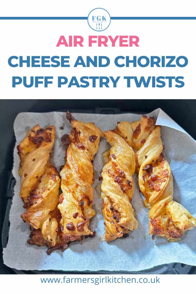 Cheese and Chorizo Puff Pastry Twists in air fryer