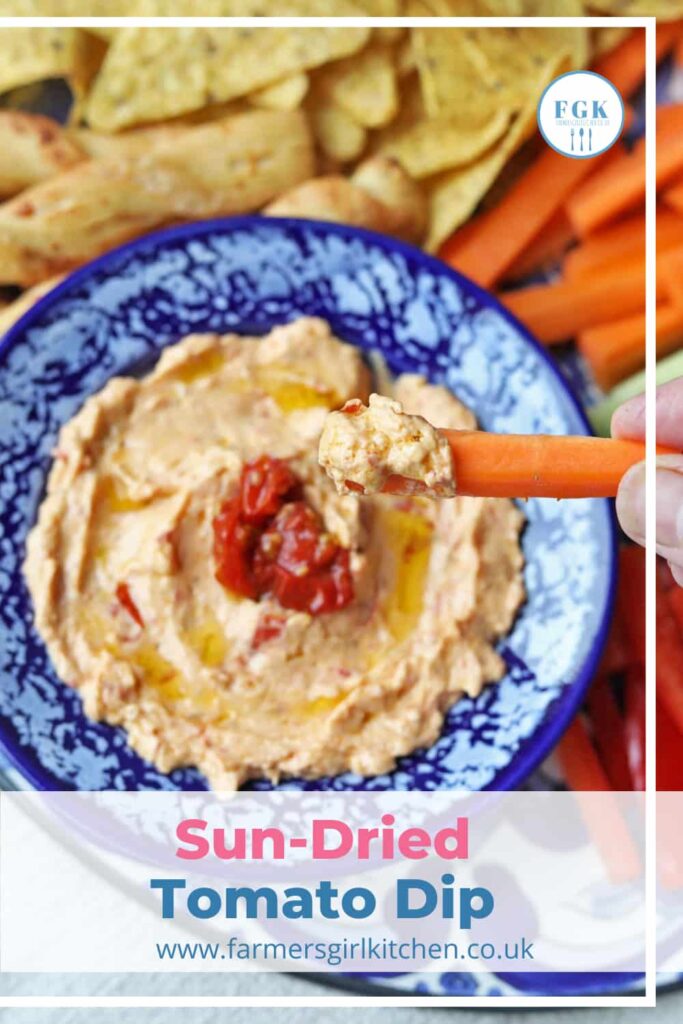 Sun dried tomato dip with carrot stick