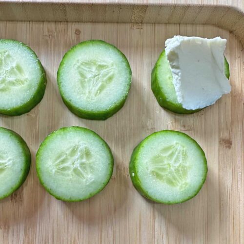 ccumber slice one with cream cheee on top