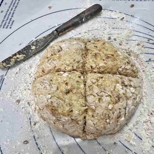 Air Fryer Irish Soda Bread dough with cross