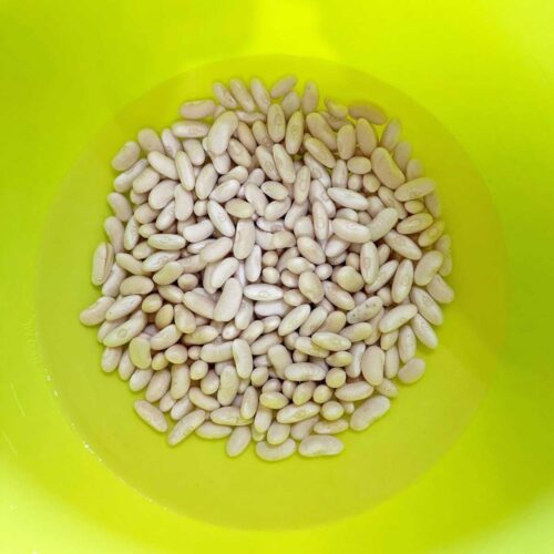 Cannellini beans covered with water