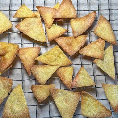 tortilla chips on cooling tray