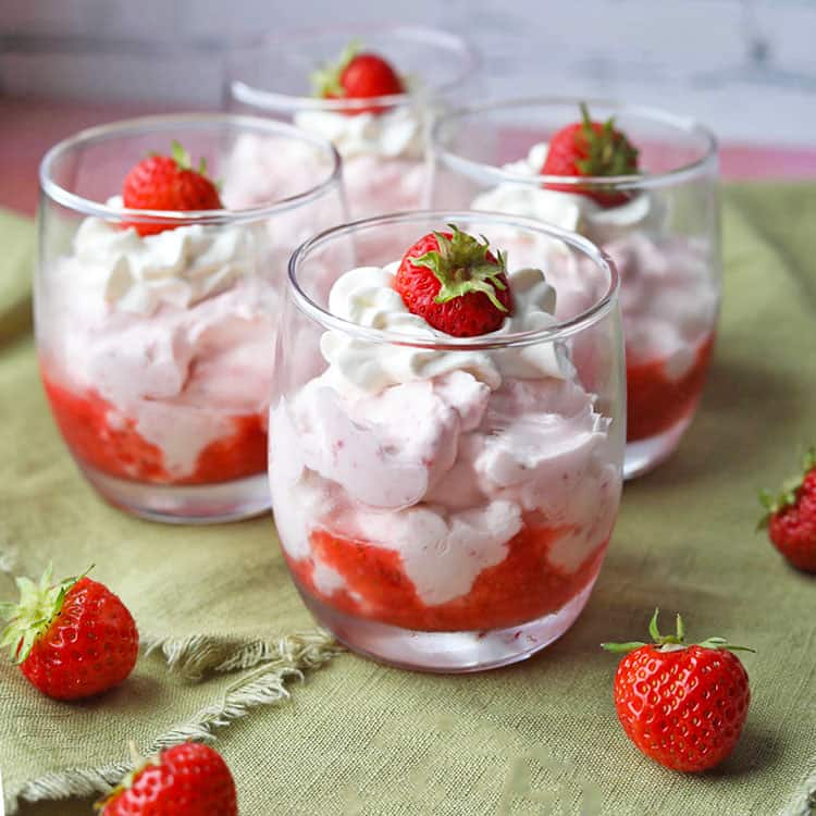 simple strawberry mousse with strawberries.