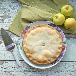 apple plate pie with apples.