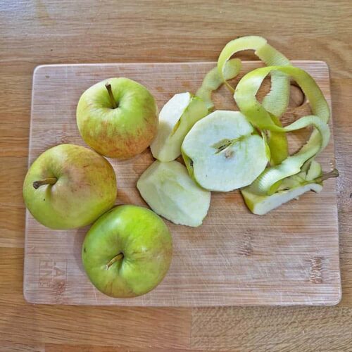 apples peeled and cored.