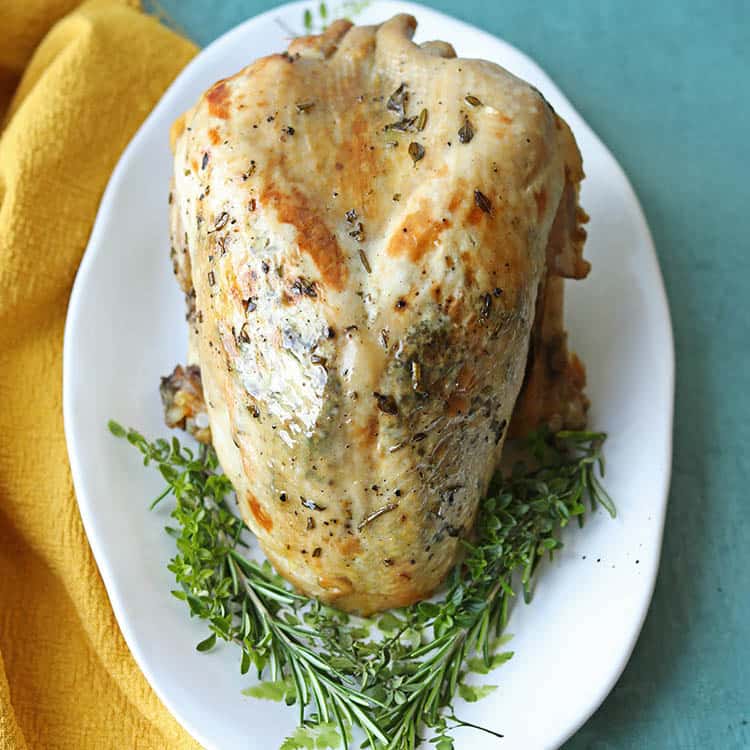 slow cooker herbed turkey crown.