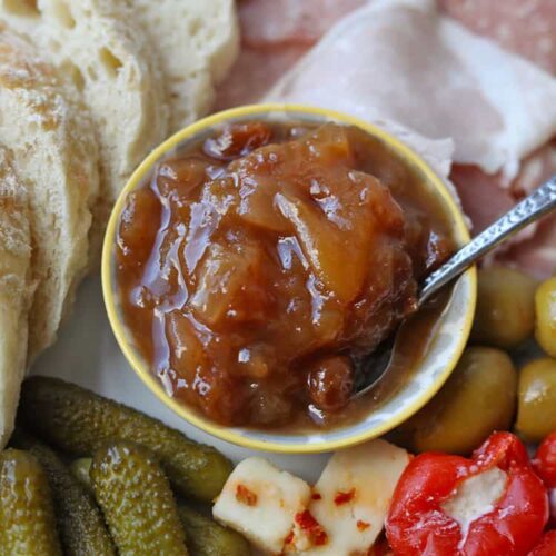 plum chutney with cheese and cold meat.